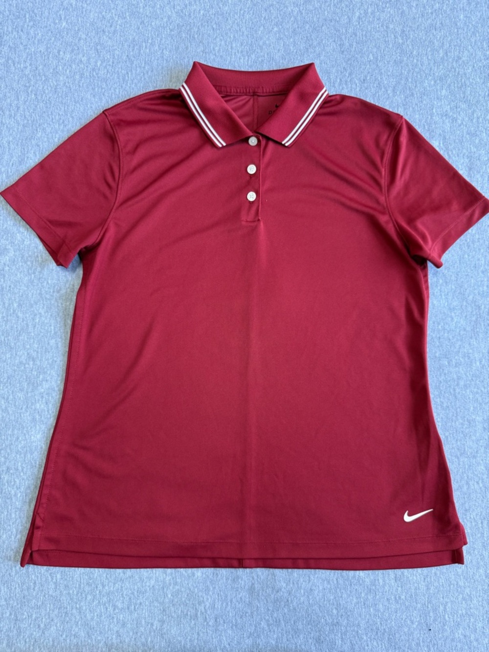 Nike Burgundy Polo with White Swoosh